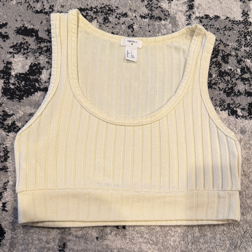 Forever 21 Butter Yellow Ribbed Tank Top